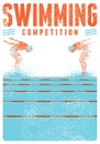 Swimming Competition typographical vintage grunge style poster design. Retro vector illustration.